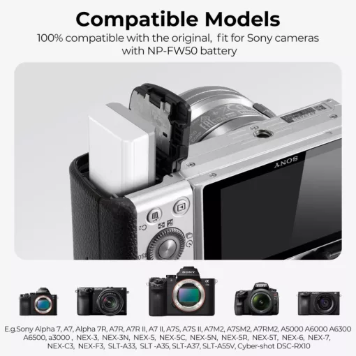 K&F Concept NP-FW50 akkumulátor, 2db, 1100mAh, USB-C csatlakozóval (KF-28-0026S1)