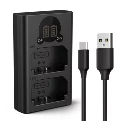   K&F Concept hordozható dupla BC-QZ1 akkumulátor töltő, LCD, USB-C, 2db FZ100 akkumulátorhoz (KF-28-0010V1)