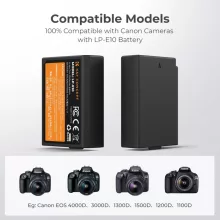 K&F Concept hordozható dupla USB-C akkumulátor LC-E10 töltő + 2db LP-E10 akkumulátor 1200mAh (KF-28-0028)