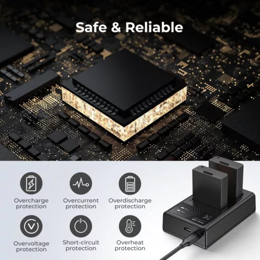 K&F Concept hordozható dupla USB-C akkumulátor LC-E10 töltő + 2db LP-E10 akkumulátor 1200mAh (KF-28-0028)