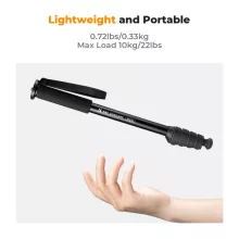 K&F Concept monopod, 160cm, aluminium, 1/4" és 3/8" csatlakozás csuklópánt, fekete (KF-09-138)