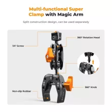 K&F Concept multifunkciós rögzítő bilincs, satu, magic arm, telefontartó adapter, Gopro adapter (KF-31-083)