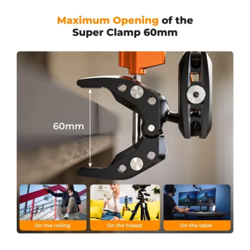 K&F Concept multifunkciós rögzítő bilincs, satu, magic arm, telefontartó adapter, Gopro adapter (KF-31-083)