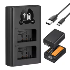   K&F Concept hordozható dupla USB-C akkumulátor MH-32 töltő + 2db EN-EL25 akkumulátor 1600mAh (KF-28-0031)