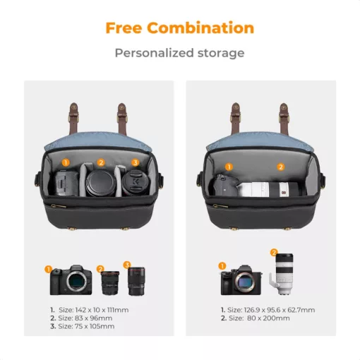 K&F Concept Urban Wander 10L, fotós oldaltáska, szürke barna (KF-13-133)