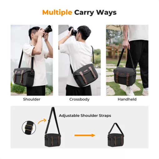 K&F Concept Urban Wander 10L, fotós oldaltáska, szürke barna (KF-13-133)