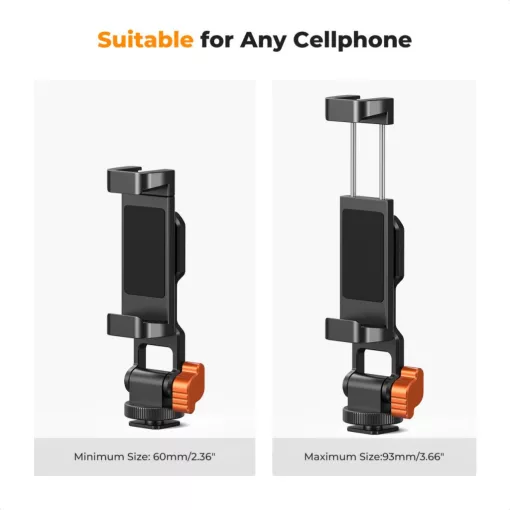 K&F Concept MS18 fém telefon tartó adapter, elforgatható, dönthető, 2 vakupapucs adapterrel (KF-31-094)