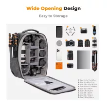 K&F Concept hardshell professzionális kamera hátizsák, 22L, 15.6 laptop zseb, szürke (KF-13-134V4)