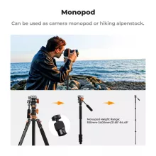 K&F Concept T254A7 + FH-03 videó állvány + monopod, elforgatható középoszloppal, fekete-narancssárga (KF-09-137)