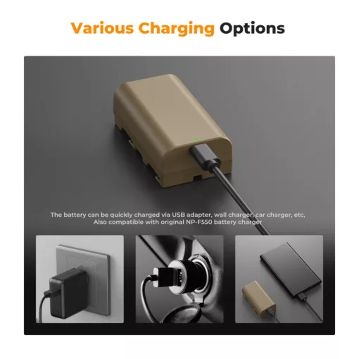 K&F Concept NP-F550 akkumulátor 3500mAh, USB-C csatlakozóval (KF-28-0035)