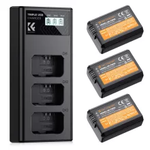 K&F Concept hordozható tripla USB-C akkumulátor BC-TRW töltő, LCD + 3db FW50 akkumulátor 1100mAh (KF-28-0037)