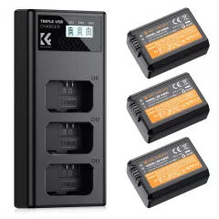   K&F Concept hordozható tripla USB-C akkumulátor BC-TRW töltő, LCD + 3db FW50 akkumulátor 1100mAh (KF-28-0037)