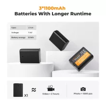 K&F Concept hordozható tripla USB-C akkumulátor BC-TRW töltő, LCD + 3db FW50 akkumulátor 1100mAh (KF-28-0037)