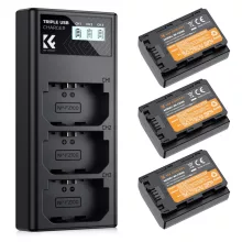 K&F Concept hordozható tripla USB-C akkumulátor BC-QZ1 töltő, LCD + 3db FZ100 akkumulátor 2280mAh (KF-28-0038)