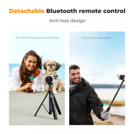 K&F Concept állvány, 162 cm selfie bot, Magsafe telefon adapter, bluetooth kioldó (KF-09-139)