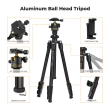 K&F Concept K234A0 állvány BH-28L gömbfej, 163cm magasság, 8kg teherbírás, telefontartóval (KF-09-149)