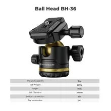 K&F Concept K234A0 állvány BH-28L gömbfej, 163cm magasság, 8kg teherbírás, telefontartóval (KF-09-149)