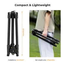 K&F Concept K234A0 állvány BH-28L gömbfej, 163cm magasság, 8kg teherbírás, telefontartóval (KF-09-149)