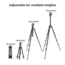 K&F Concept K234A0 állvány BH-28L gömbfej, 163cm magasság, 8kg teherbírás, telefontartóval (KF-09-149)