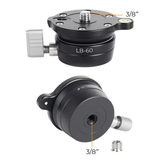 K&F Concept LB-60 panoráma állvány fej, 10kg teherbírás, 3/8"-os csatlakozás, vízszintjelző (KF-31-102)