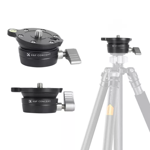 K&F Concept LB-60 panoráma állvány fej, 10kg teherbírás, 3/8"-os csatlakozás, vízszintjelző (KF-31-102)