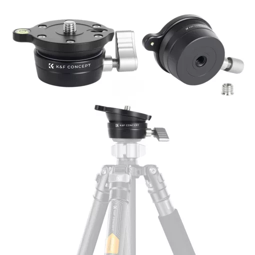 K&F Concept LB-60 panoráma állvány fej, 10kg teherbírás, 3/8"-os csatlakozás, vízszintjelző (KF-31-102)