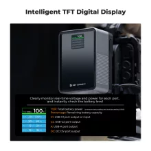 K&F Concept V-Mount Mini Pro akkumulátor, 99Wh, 14.8V, 6700mAH, 100W töltés, BP, D-TAP, TFT kijelző KF28-0024V1