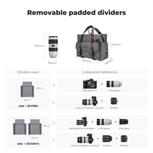 K&F Concept Urban Wander 8L, fotós oldaltáska, szürke (KF-13-186)