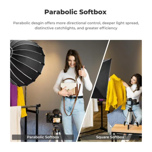 K&F Concept 60cm átmérőjű, parabolic softbox, gyorscsatlakozás, méhsejt rács, Bowens csatlakozás (KF-18-0008)