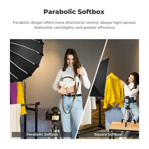 K&F Concept 120cm átmérőjű, parabolic softbox, gyorscsatlakozás, méhsejt rács, Bowens csatlakozás (KF-18-0008V2)