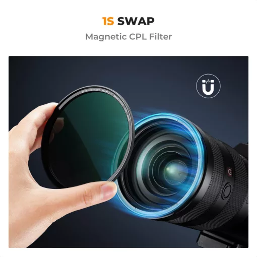 K&F Concept C Series CPL mágneses cirkuláris polár szűrő, mágneses adapterrel, 82 mm (KF-01-2667)