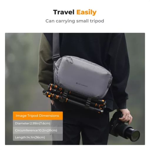 K&F Concept Alpha Sling 10L, fotós oldaltáska, sötét szürke (KF-13-157V6)