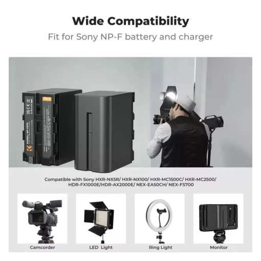 K&F Concept hordozható dupla USB-C akkumulátor NP-F970 töltő + 2db NP-F970 akkumulátor 6600mAh (KF-28-0047)