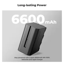 K&F Concept hordozható dupla USB-C akkumulátor NP-F970 töltő + 2db NP-F970 akkumulátor 6600mAh (KF-28-0047)