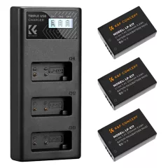   K&F Concept hordozható tripla USB-C akkumulátor LC-E17 töltő, LCD + 3db LP-E17 akkumulátor 1250mAh (KF-28-0052)