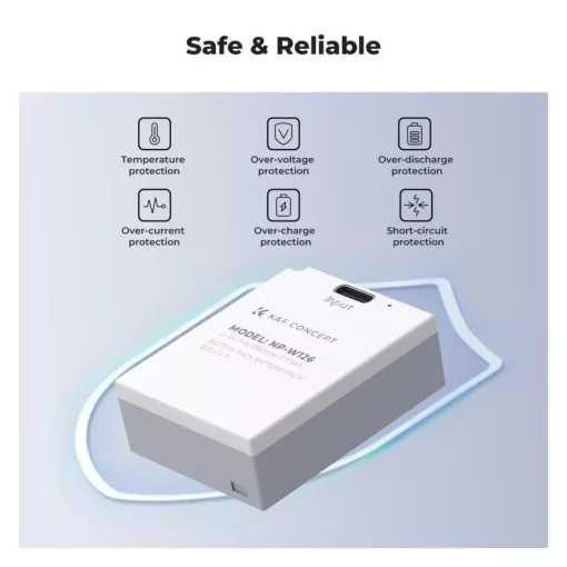 K&F Concept NP-W126 akkumulátor 1050mAh, USB-C csatlakozóval, 2db (KF-28-0048S1)