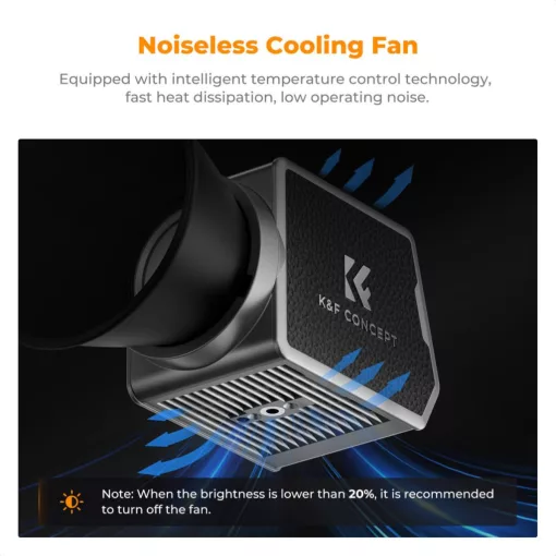 K&F Concept 60W BI COB led lámpa, 2700K-6500K, 97CRI, 12 effekt, 13500mAh, APP, Mini Bowens (KF-34-045)