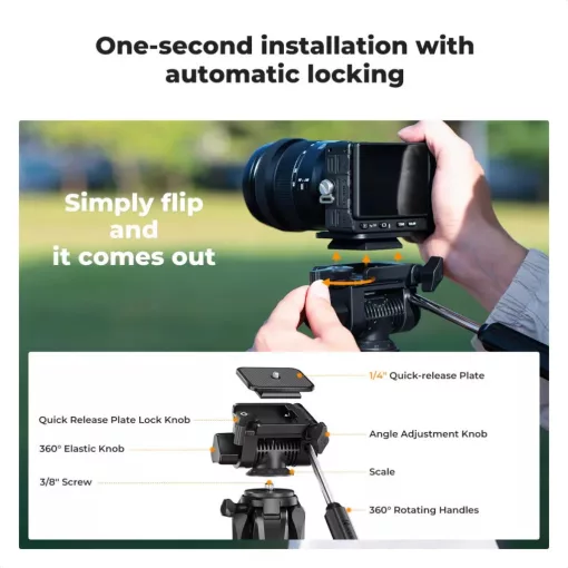K&F Concept S254A3 + BV0 videó állvány, telefon adapter, bluetooth kioldó (KF-09-154)