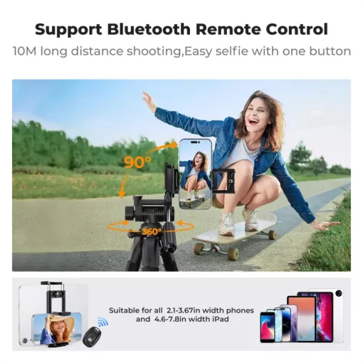 K&F Concept S254A3 + BV0 videó állvány, telefon adapter, bluetooth kioldó (KF-09-154)