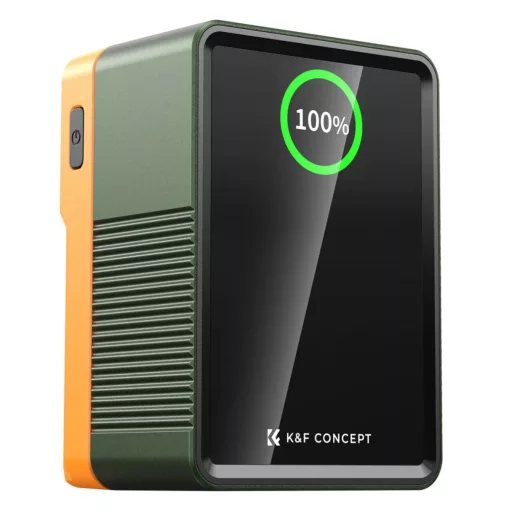 K&F Concept V-Mount Mini Pro akkumulátor, 99Wh, 14.8V, 6700mAH, 100W, BP, D-TAP, TFT kijelző, zöld (KF-28-0024V2)