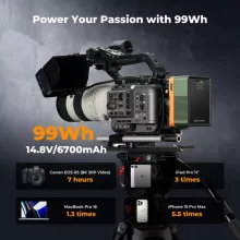 K&F Concept V-Mount Mini Pro akkumulátor, 99Wh, 14.8V, 6700mAH, 100W, BP, D-TAP, TFT kijelző, zöld (KF-28-0024V2)