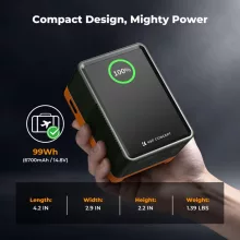 K&F Concept V-Mount Mini Pro akkumulátor, 99Wh, 14.8V, 6700mAH, 100W, BP, D-TAP, TFT kijelző, zöld (KF-28-0024V2)