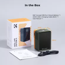 K&F Concept V-Mount Mini Pro akkumulátor, 99Wh, 14.8V, 6700mAH, 100W, BP, D-TAP, TFT kijelző, zöld (KF-28-0024V2)