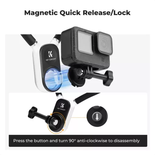 K&F Concept nyakba akasztható akció kamera tartó, Gopro és DJI Pocket 3 adapter (KF-31-129)
