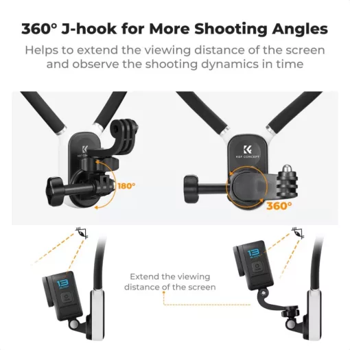 K&F Concept nyakba akasztható akció kamera tartó, Gopro és DJI Pocket 3 adapter (KF-31-129)