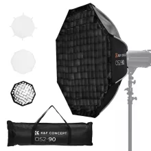 K&F Concept 90cm átmérőjű, octagonal softbox, gyorscsatlakozás, méhsejt rács, Bowens (KF-18-0016)