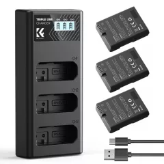   K&F Concept hordozható tripla USB-C akkumulátor MH-24 töltő, LCD + 3db EN-EL14 akkumulátor 1050mAh (KF-28-0100)