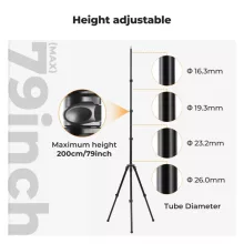K&F Concept lámpaállvány, 200cm magasság, 3kg teherbírás, alumínum (KF-34-038)