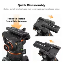 K&F Concept VA3 videóállvány, BV60 fluid video fej, 191cm magasság, 10kg teherbírás (KF-09-148V1)