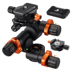   K&F Concept GD3W PRO panoráma állványfej, precíziós 3 irányú, 6?kg teherbírás, vízmérték, Arca Swiss (KF-31-127)